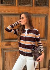 Cardigan Castanho Riscas